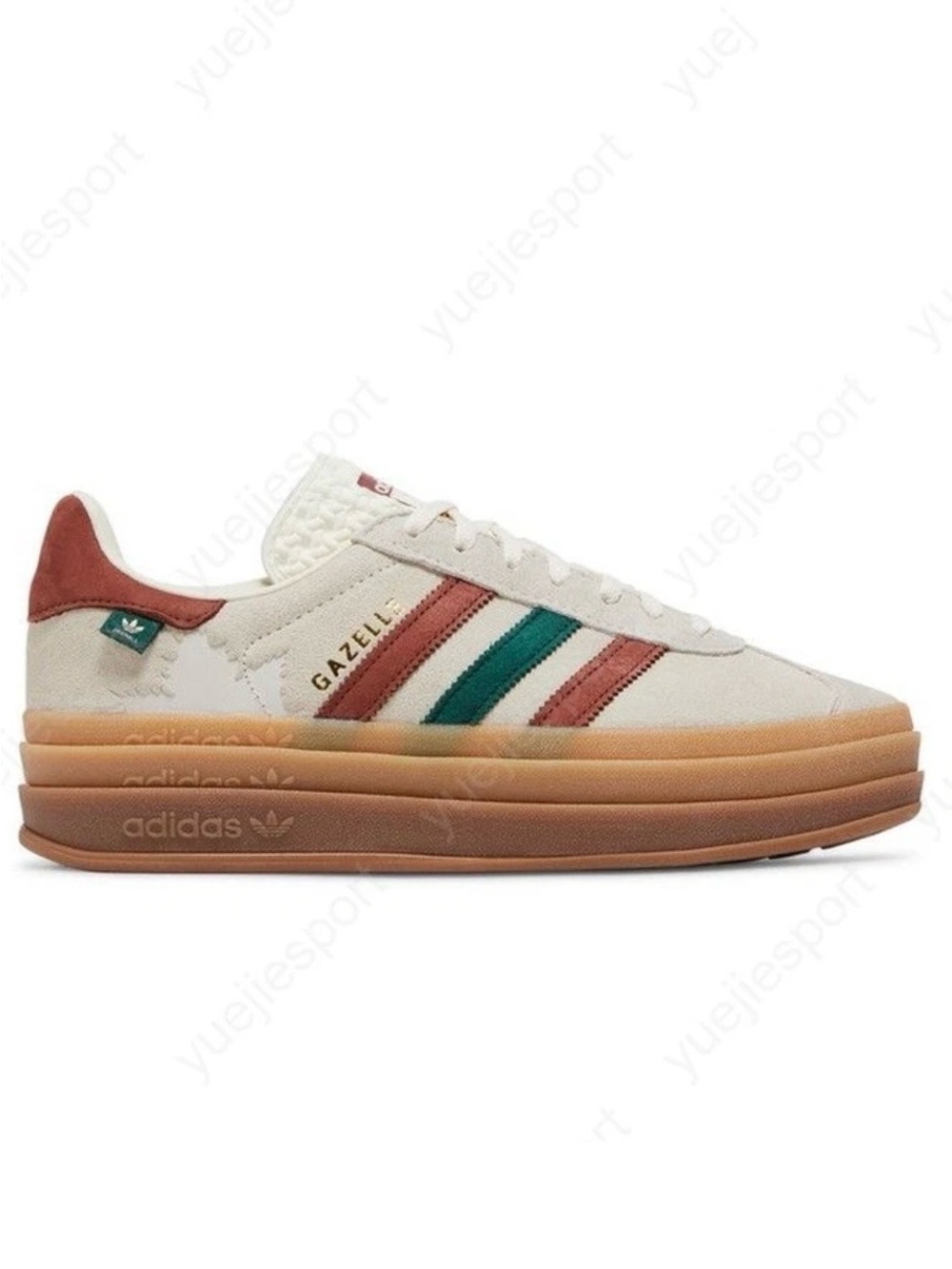 ADIDAS GAZELLE BOLD MAPLE LEAF CREAM WHITE/WILD SEPIA/COLLEGIATE GREEN EUC Sz10